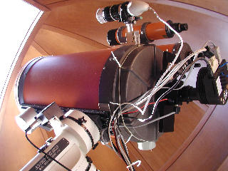 Il telescopio e la webcam dal basso